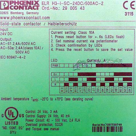 Solid State Contactor ELR H3-I-SC-24DC/500AC-2 