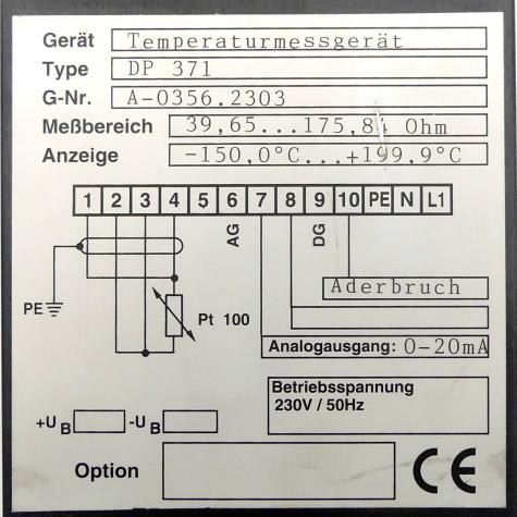 temperature measuring device  Used