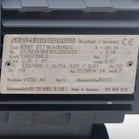 Getriebemotor RX67 DT71K4/BMG/C  Neu