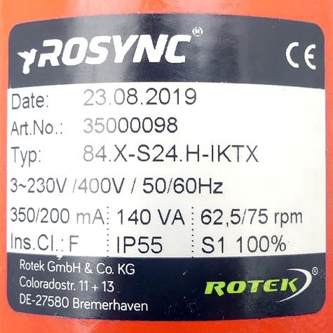 ROSYNC Three-phase motor with worm gear 84.X-S24.H-IKTX Refurbished