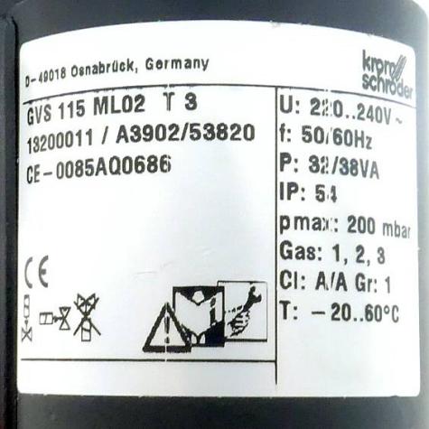 gas solenoid valve GVS 115 ML02 T 3 13200011 New