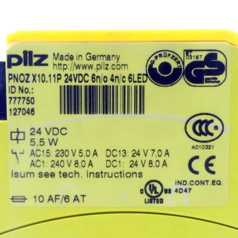 Sicherheitsschaltrelais PNOZ X10.11P 24VDC 6n/o 4n/c 6LED Gebraucht