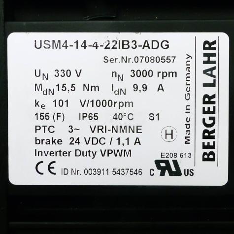 AC-Servomotor mit Bremse USM4-14-4-22IB3-ADG-330V-PTC Neu OVP