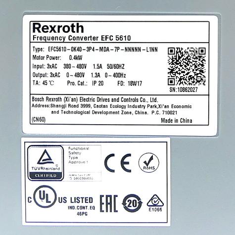 Frequency converter EFC5610 EFC5610-0K40-3P4-MDA-7P-NNNNN-L1NN Used