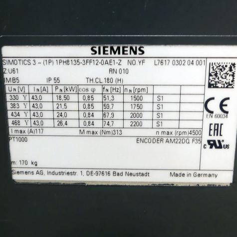 Asynchronous motor SIMOTICS 3 Used