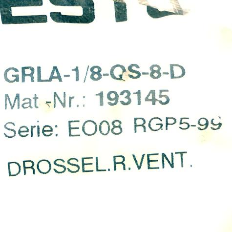 Drossel-Rückschlagventil 193145 Neu