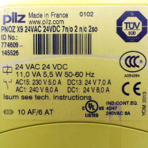 Safety switching device PNOZ X9 24VAC 24VDC 7n/o 2 n/c 2so Used
