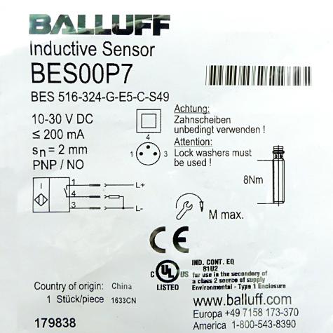 Induktiver Näherungsschalter BES00P7 BES 516-324-G-E5-C-S49 