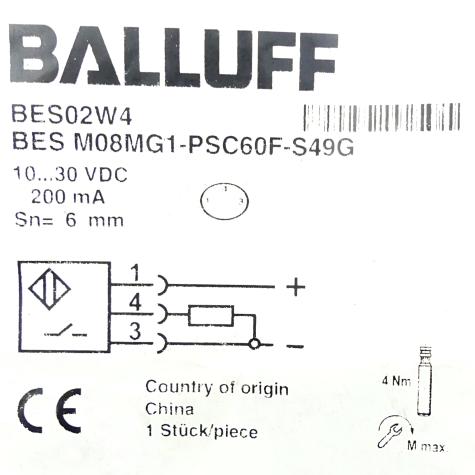 Induktiver Standardsensor BES02W4 BES M08MG1-PSC60F-S49G Neu OVP