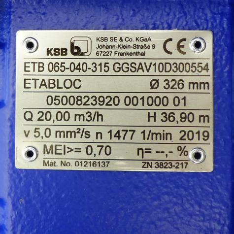 Block Pump Etabloc ETB 065-040-315  New FS