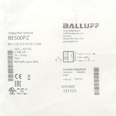 Inductive standard sensor BES00PZ 