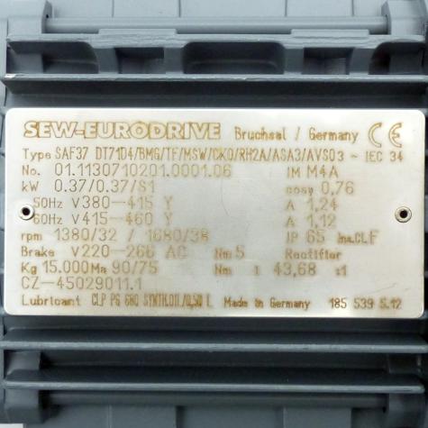 Gear Motor SAF37 DT71D4/BMG/TF/MSW/CK0/RH2A/ASA3/AVS0 New