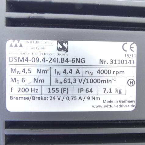 Servo motor DSM4-09.4-24I.B4-6NG Used