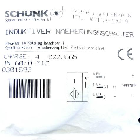 Induktiver Näherungsschalter IN 60/Ö-M12 Neu OVP