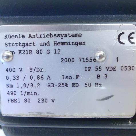 Three phase motor K21R 80 G 12 Used