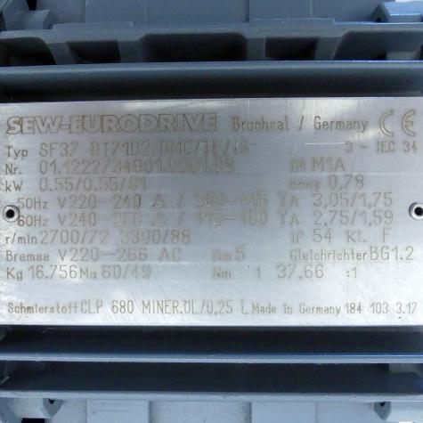 Getriebemotor SF37 DT71D2/BMG/TF/IS Neu