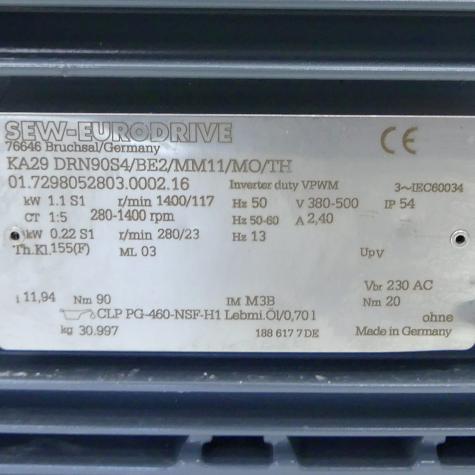 Gear Motors KA29 DRN90S4/BE2/MM11/MO/TH Used