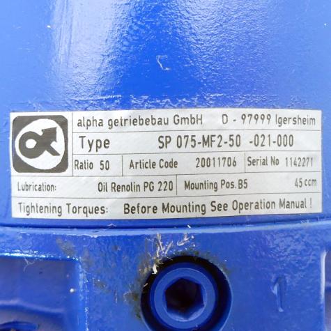 Planetary gear SP 075-MF250 -021-000 SP 075-MF2-50 -021-000 Used