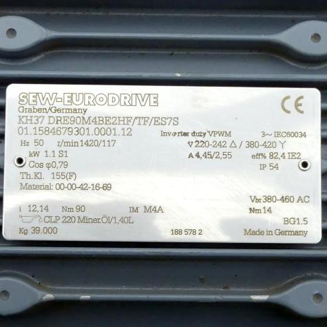 Getriebemotor KH37 DRE90M4BE2HF/TF/ES7S Gebraucht