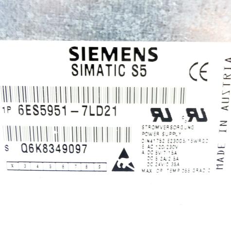 Power Supply Simatic S5 6ES5951-7LD21 6ES5951-7LD21 Siemens Gebraucht