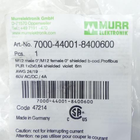 Profibus Kabel M12 St. 0° / M12 Bu. 0° B-kod.  Neu
