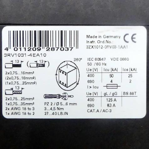Sirius Motorschutzschalter 3ZX1012-0RV03-1AA1 Neu OVP