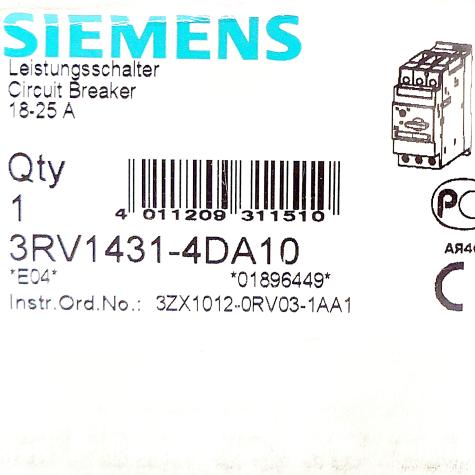 Circuit breaker 3RV1431-4DA10  New FS