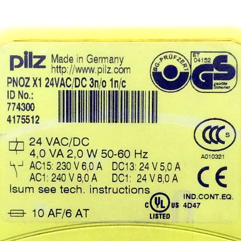 Sicherheitsrelais  24VAC/DC 3n/o 1n/c PNOZ X1 
