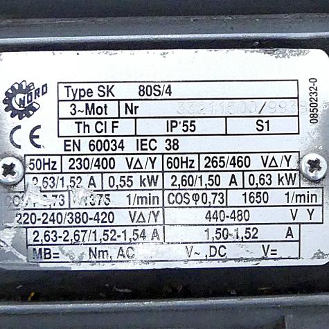 Getriebemotor SK 80 S/4 + 12080AD-80 S/4 Gebraucht