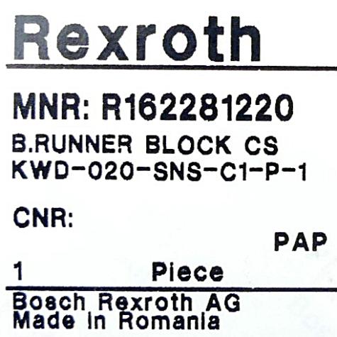 Guide carriage KWD-020-SNS-C1-P-1 New FS
