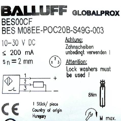 Inductive standard sensor BES M08EE-POC20B-S49G-003 BES00CF New FS