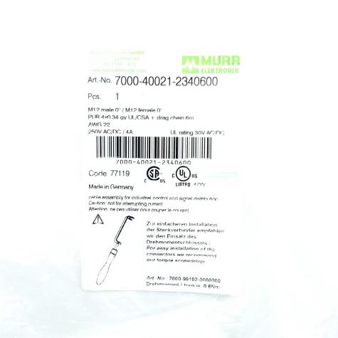 Sensor-/Aktor-Steckverbinder PUR 4x0.34 gr UL/CSA+schleppk. 6m Neu OVP