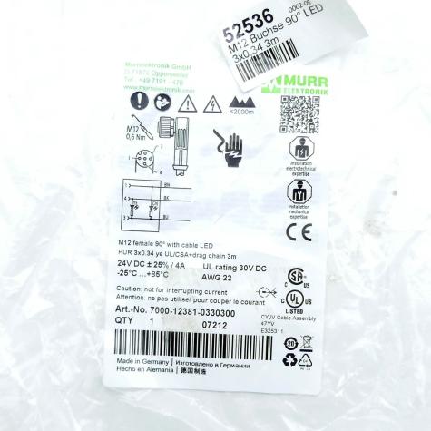 Sensorkabel M12 Buchse 90° A-kod. freies Ltg-ende LED  Neu OVP