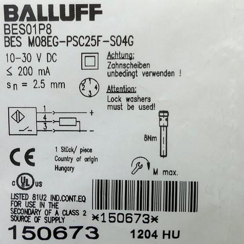 Induktiver Standardsensor BES01P8 Neu OVP