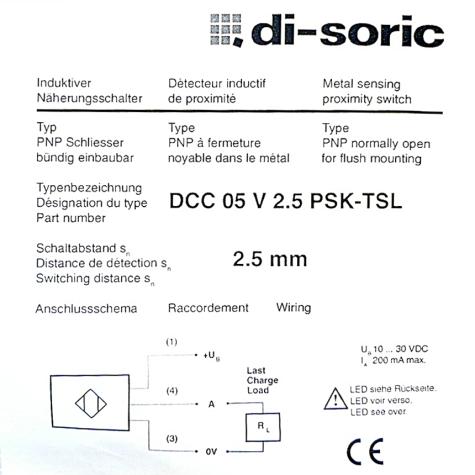 Induktiver Näherungssensor DCC 05 V 2.5 PSK-TSL Neu OVP