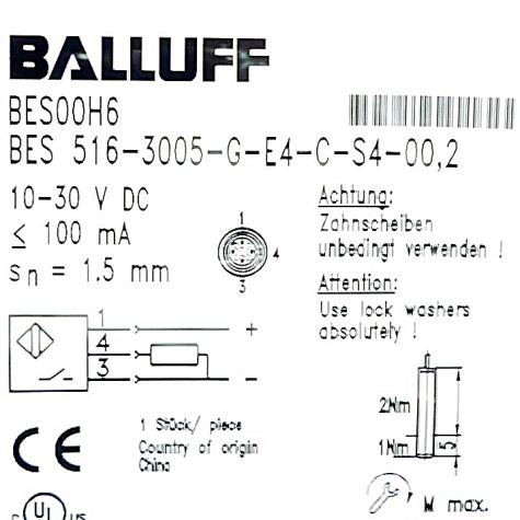Inductive standard sensor BES00H6 New FS