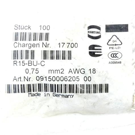 1 Pack Buchsenkontakte (100 Stk.) R15-BU-C-0,75 Neu OVP