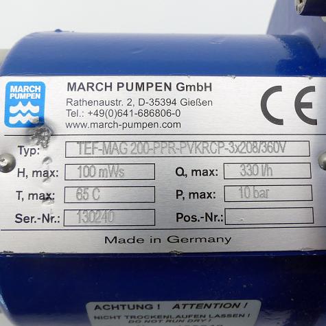 gear pump TEF-MAG 200-PPR-PVKRCP-3x208/360V Used