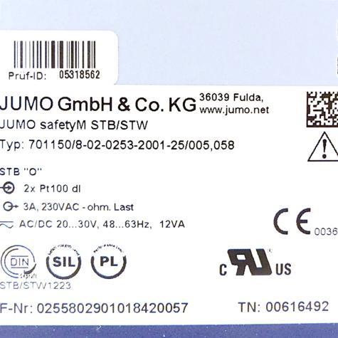 Sicherheitsemperaturbegrenzer und -wächter JUMO safety M STB/STW  Gebraucht