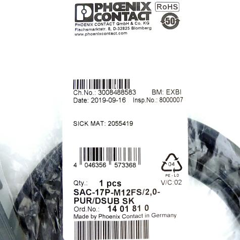 Verbindungskabel SAC-17P-M12FS/2,0-PUR/DSUB SK Neu OVP
