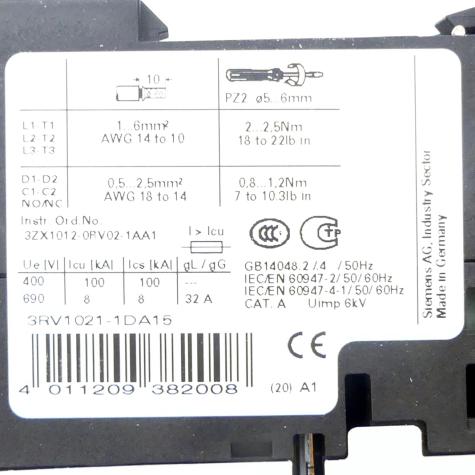 Circuit breaker 3RV1021-1DA15 