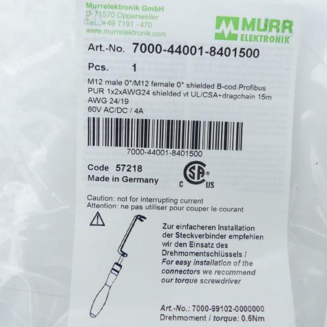 Profibus Kabel M12 St. 0° / M12 Bu. 0° B-kod. geschirmt  Neu OVP