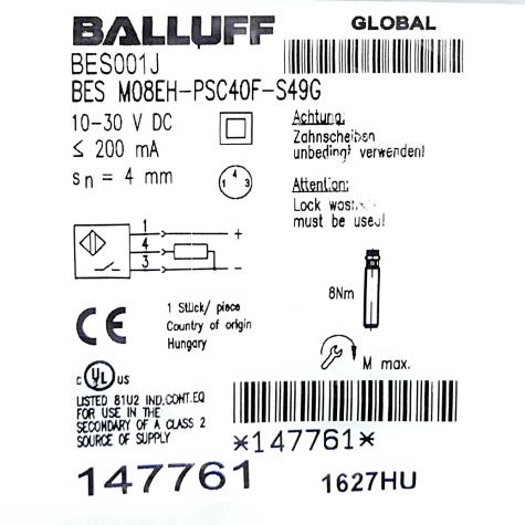 Induktiver Näherungsschalter BES001J Neu