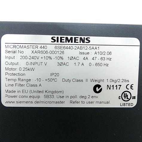 MICROMASTER 440 eingebautem Klasse-A-Filter  Gebraucht