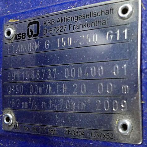 Kühlwasserpumpeneinheit ETANORM G 150-250 G11 Neu