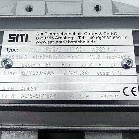 Getriebemotor MNHLF25/2-11.92-MS80.1-4 Neu
