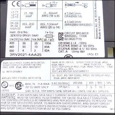 Leistungsschalter 3RV2021-4AA25 Gebraucht