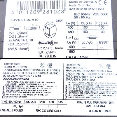 Leistungsschalter 3RV1021-0CA10 Neu OVP