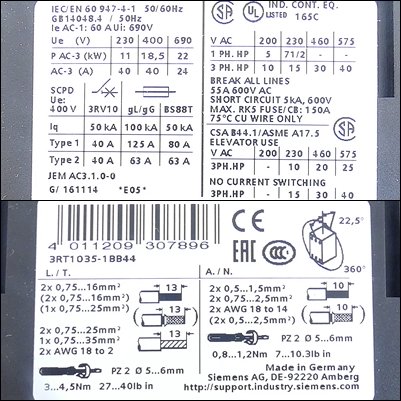 Power contactor 3RT1035-1BB44  Refurbished
