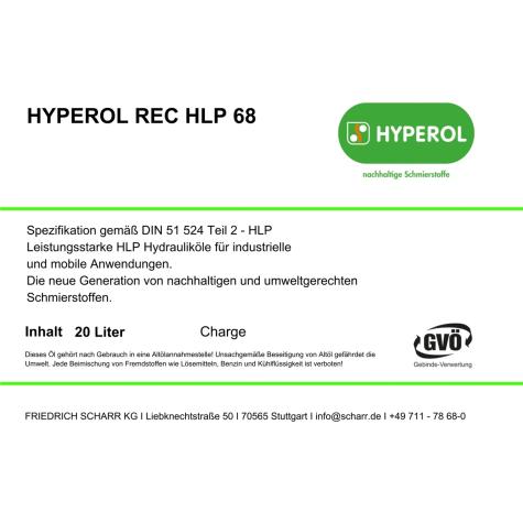 Hydraulic oil REC HLP 68  